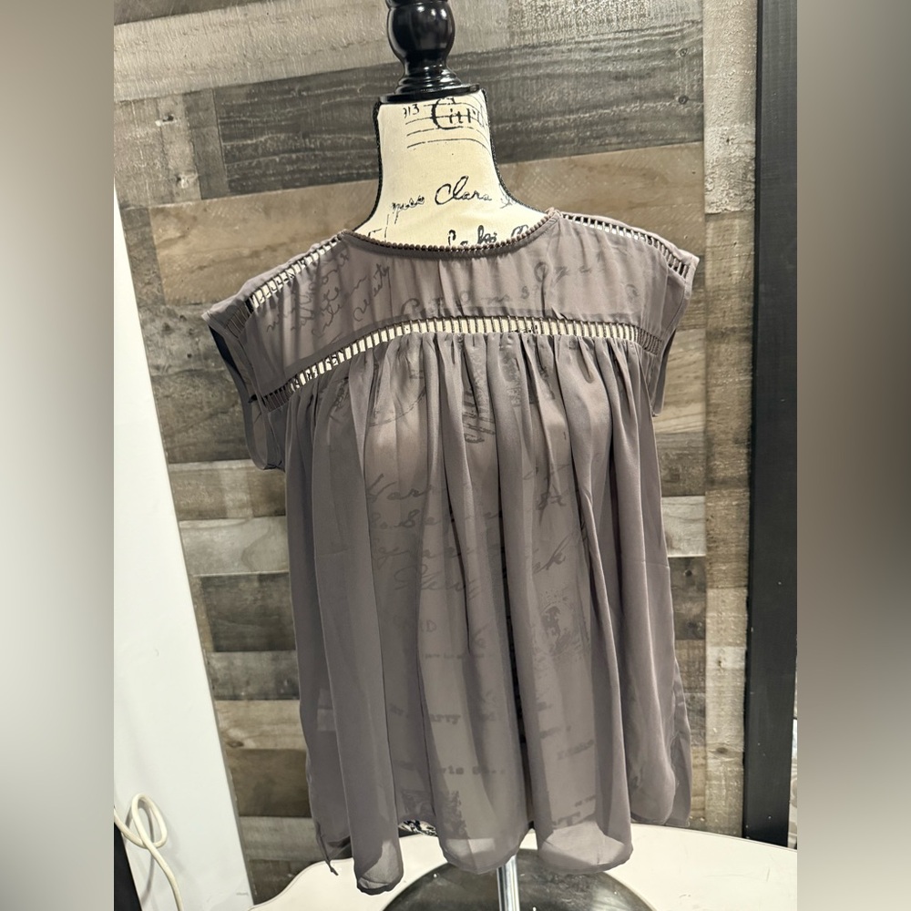 LOFT | Sheer Top With Detailed Trim